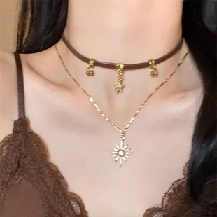 配饰choker甜酷星星太阳项链高级小众女个性美拉锁骨链辣妹复古德
