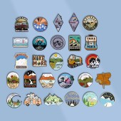 创意户外露营胸针山川河流日出风景胸章金属徽章男女背包扣针配饰