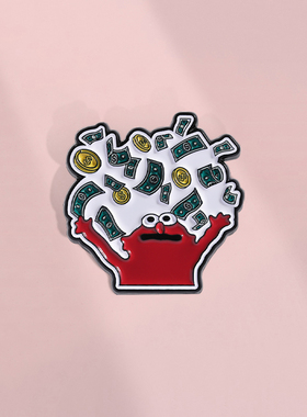 卡通红色玩偶胸针创意个性美元硬币胸章金属徽章背包衣服笔袋配饰