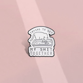 努力得到猫咪卡通可爱胸针男女学生衣服背包笔袋挂饰徽章