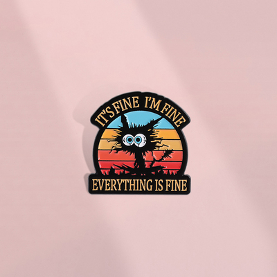 一切都很好胸针卡通搞怪猫咪胸章金属徽章学生男女衣服背包配饰