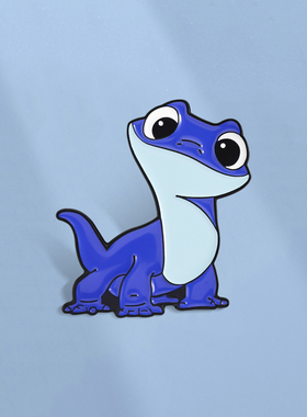 卡通蓝色蜥蜴胸针个性百搭动物胸章金属徽章学生背包笔袋配饰饰品