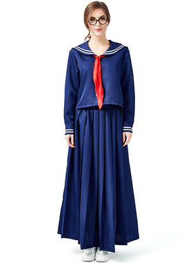 女士日系水手服cosplay学院风长袖上衣半身裙套装日本校服百褶裙