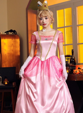 万圣节派对游戏角色扮演服成人女士碧琪公主cosplay粉色连衣长裙