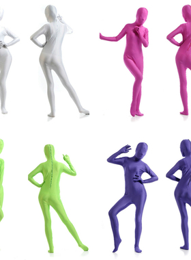 绿幕抠图隐身衣女士加大码高弹力紧身连体衣Zentai全包包裹紧身衣