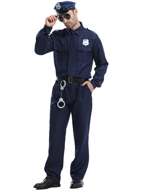 万圣节派对欧美男警cosplay服装加大码教官制服警探角色扮演服