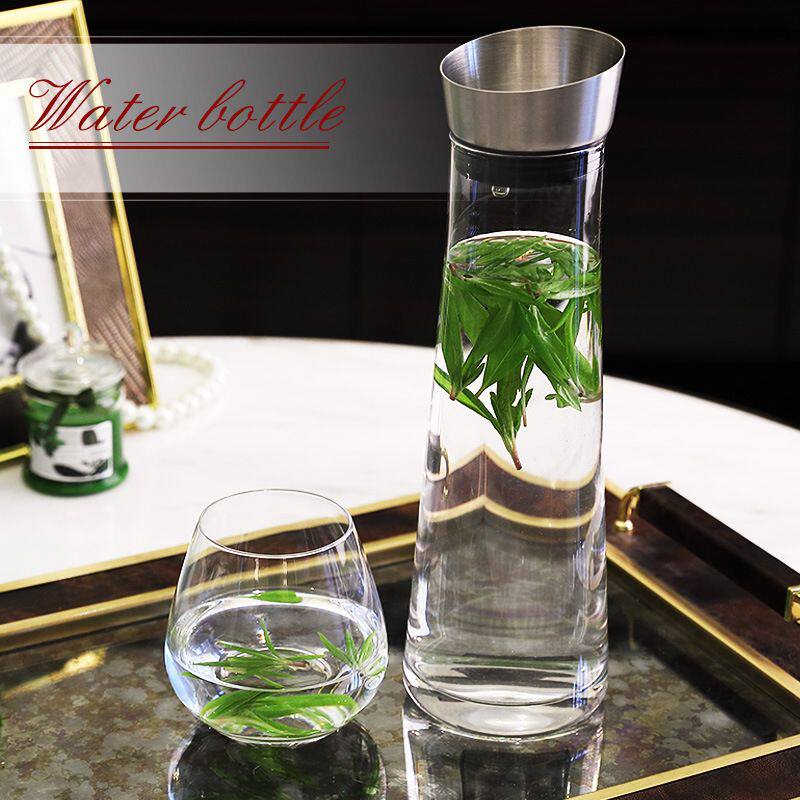 北欧新款玻璃冷水壶耐高温家用水杯茶壶酒吧果汁壶套装带盖子