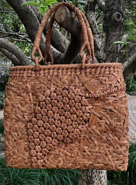 现货出口日本山葡萄藤包树皮植物编织包高档纯手工女包特价