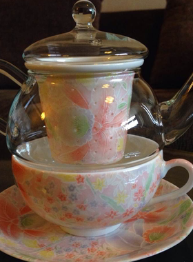 现货日本进口有田烧瓷器茶壶茶杯瓷碟瓷杯玻璃杯泡茶套装茶具包邮