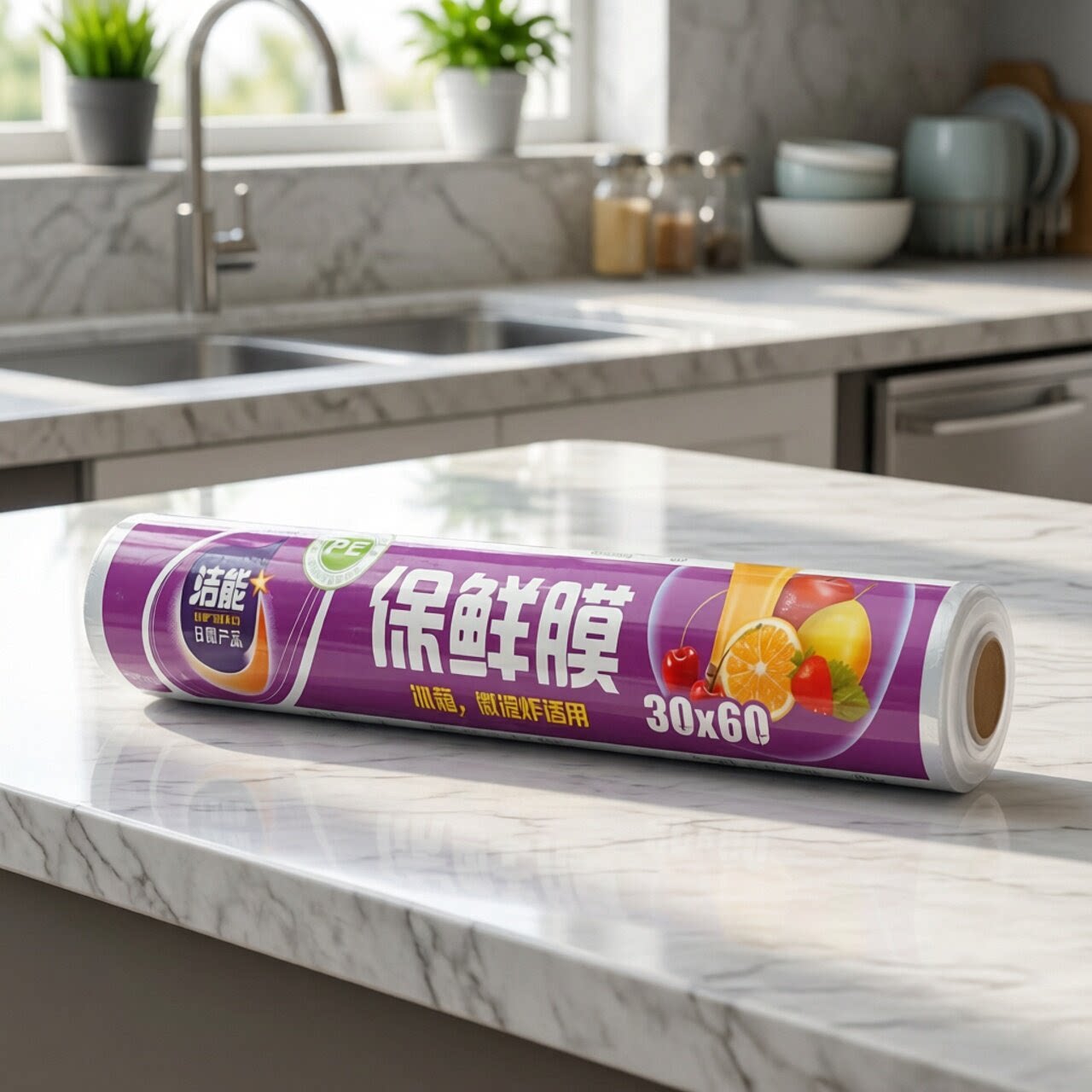 洁能一次性保鲜膜30cm*60m 食品微波炉冰箱专用瘦身减肥超薄型