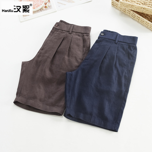 夏季薄款亚麻休闲短裤男款透气宽松直筒五分裤子慵懒松弛感沙滩裤