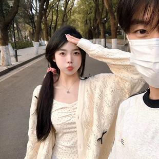 学院风镂空薄款针织开衫女春款2026新款外搭披肩宽松休闲外套上衣