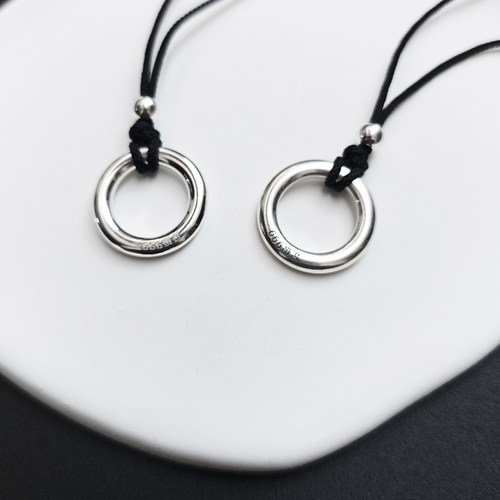 S999足银平安扣项链情侣锁骨链