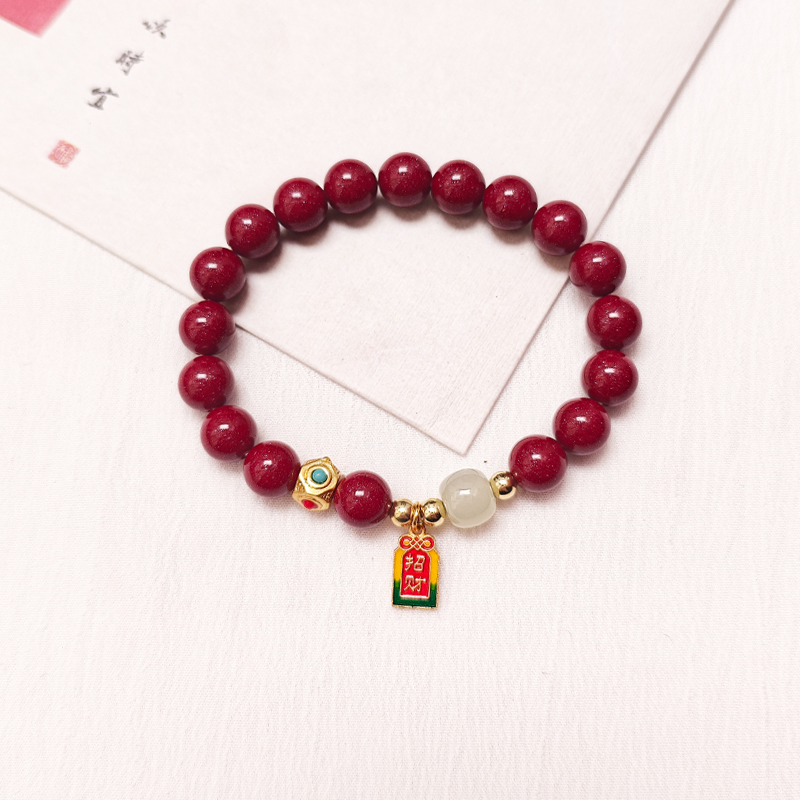 S925纯银国风天然朱砂招财纳福