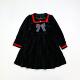 韩国单 女童春秋黑色丝绒连衣裙公主裙子 配色美美哒 版 型tai赞