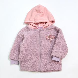 日单尾货 白菜价清货 实用好穿拉链帽衫 女童春秋毛绒绒外套上衣