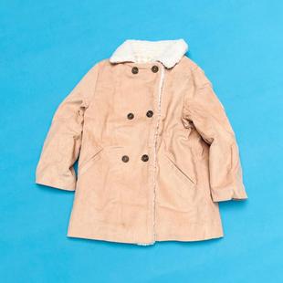 外单 一眼喜欢 板板正正 女童秋冬夹棉毛毛领小棉袄外套上衣棉服