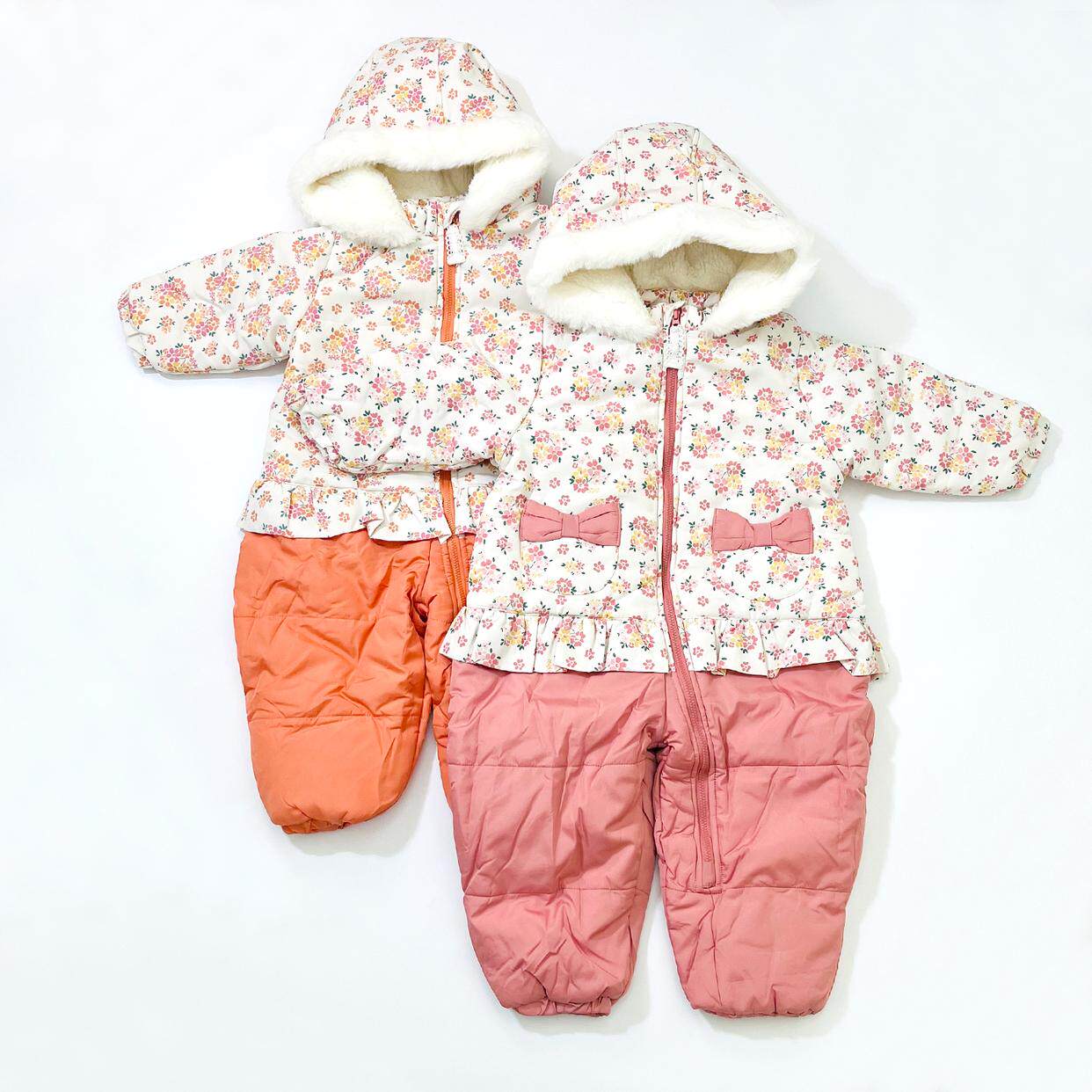 外贸日单 可爱 女童宝宝婴幼儿冬季防风保暖户外加厚哈衣连体棉服