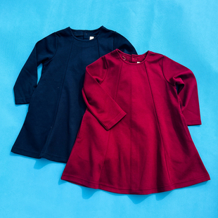 日单一眼相中 板板正正 后背全开扣 女童儿童春秋长袖A字版连衣裙