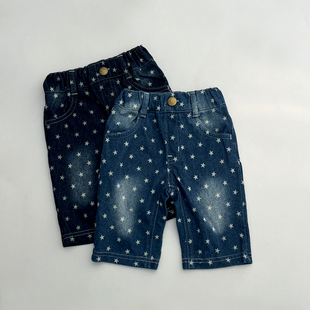 日单~丸* 板板正正 百搭单品 男女童宝宝夏季软牛仔外穿短裤4分裤