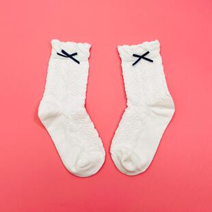 自留~花色颜色还可以 女童宝宝秋冬透气袜子学生儿童白色花边袜子