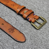 复古石器时代绘画皮雕头层牛皮腰带男士 带真皮皮带部落户外 休闲裤