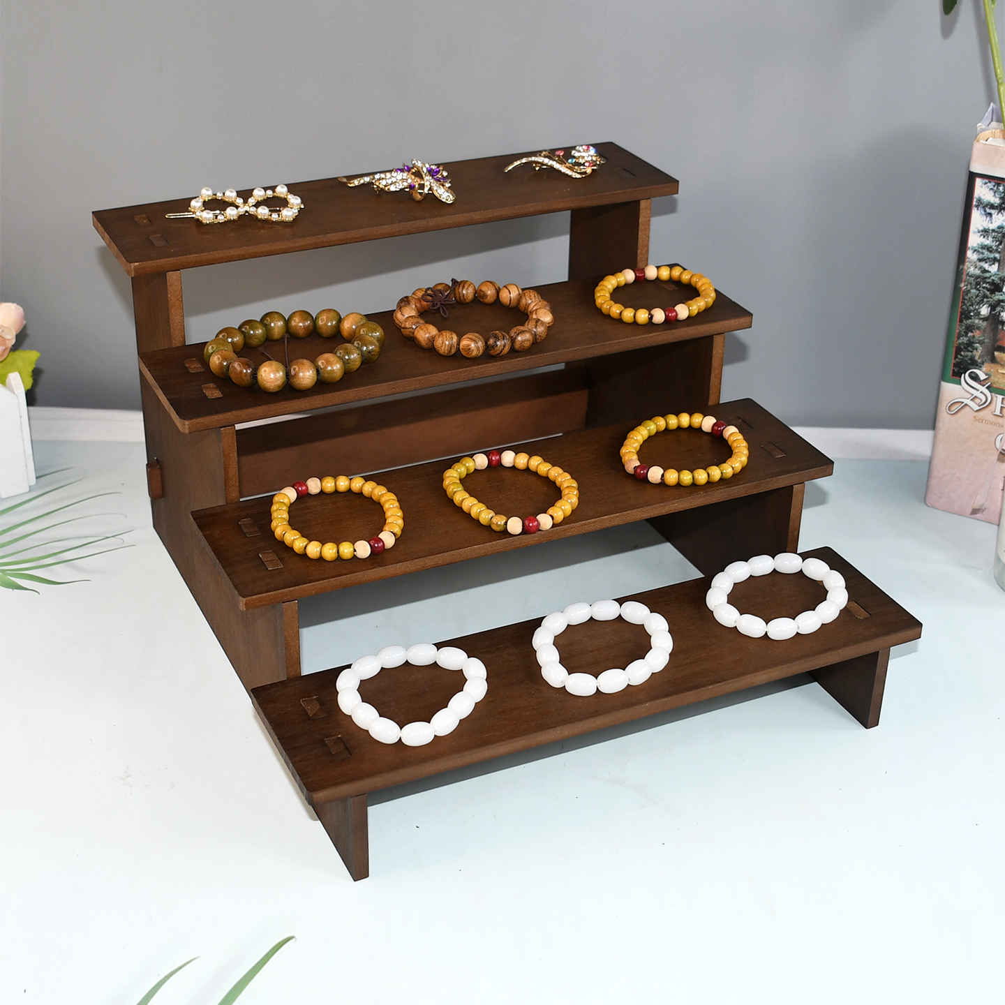 复古型博古架文玩珠串阶梯展示架