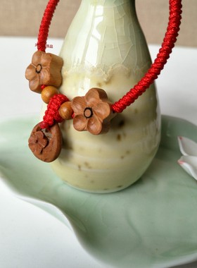 桃核脚链手链桃木梅花女雕刻