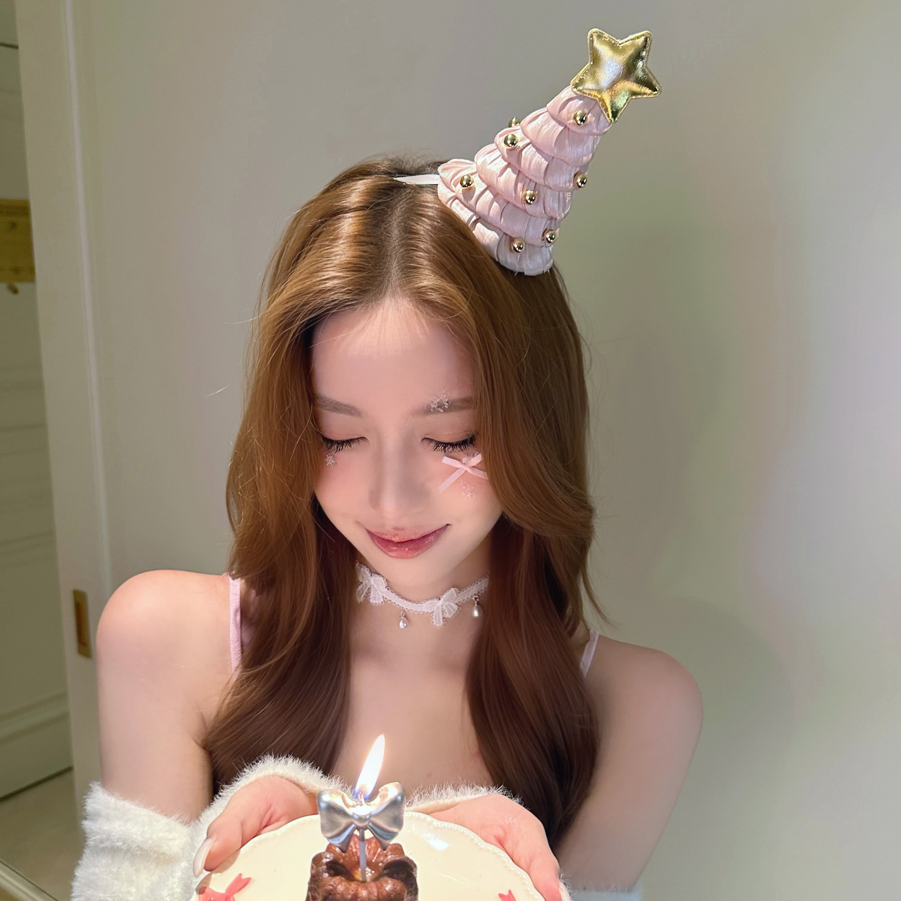 【蜜桃茶】美萌甜酱 可爱星星生日帽子头饰氛围感圣诞节拍照发饰