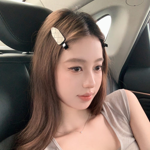 格纹少女菱格化妆无痕鸭嘴夹
