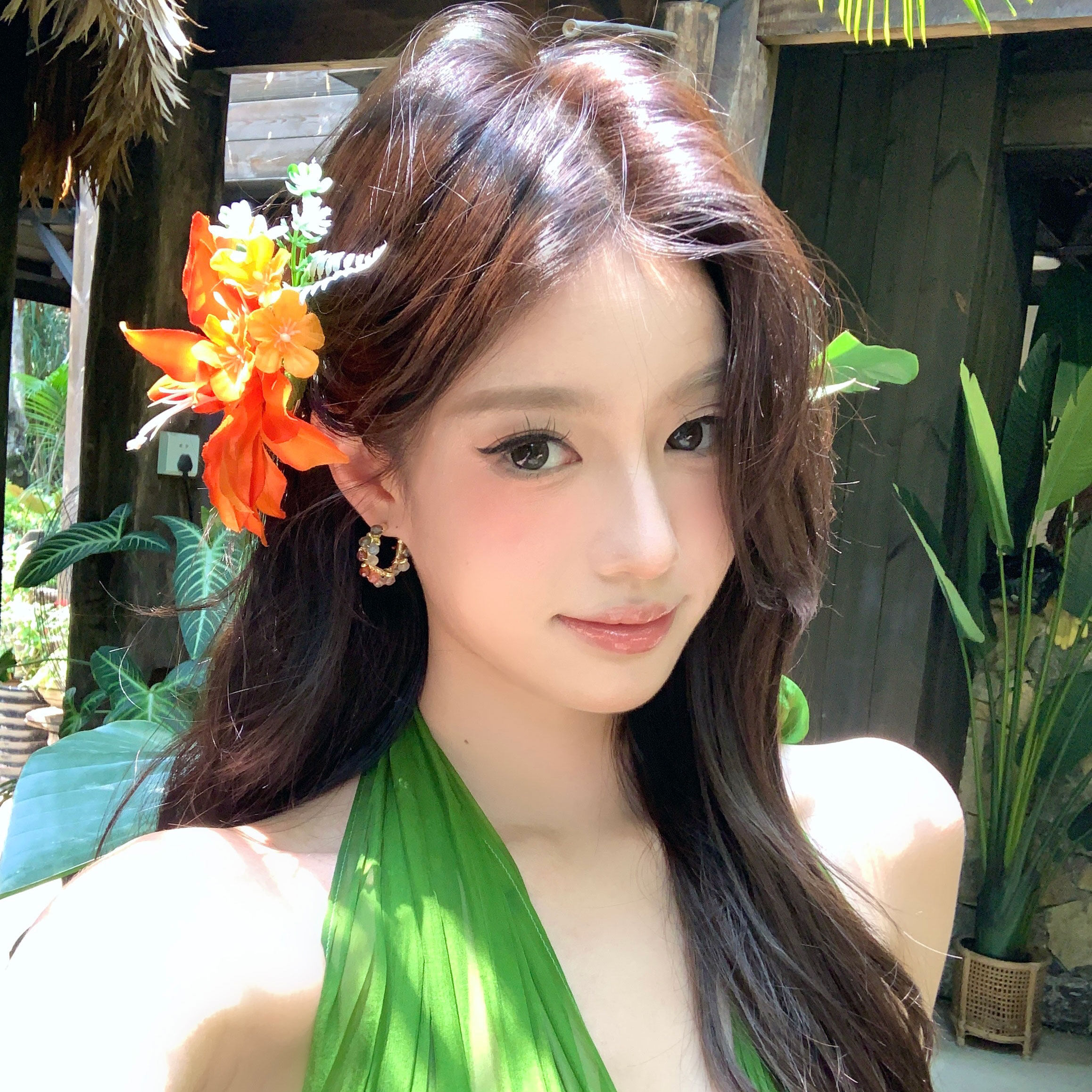【蜜桃茶】油画之境 浪漫百合花发夹夏日氛围感海边头花发卡发饰