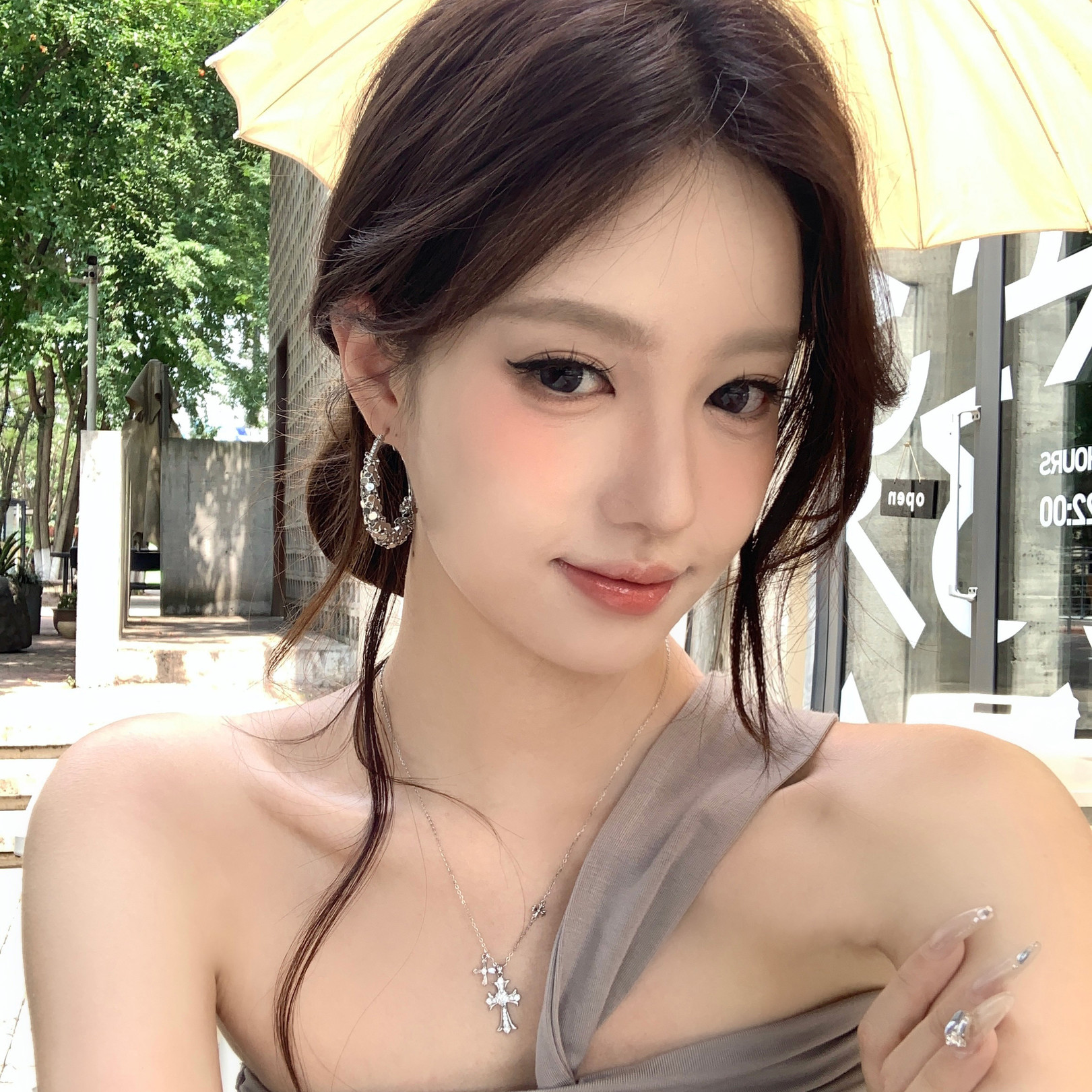 lazy夏令时闪钻亮片耳圈