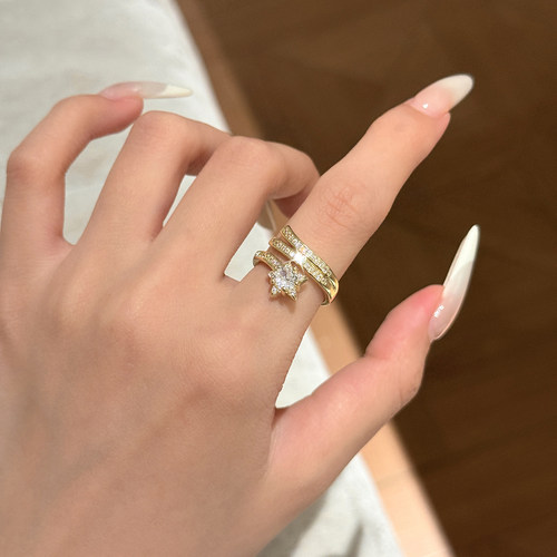时髦搭子闪钻星星开口戒指