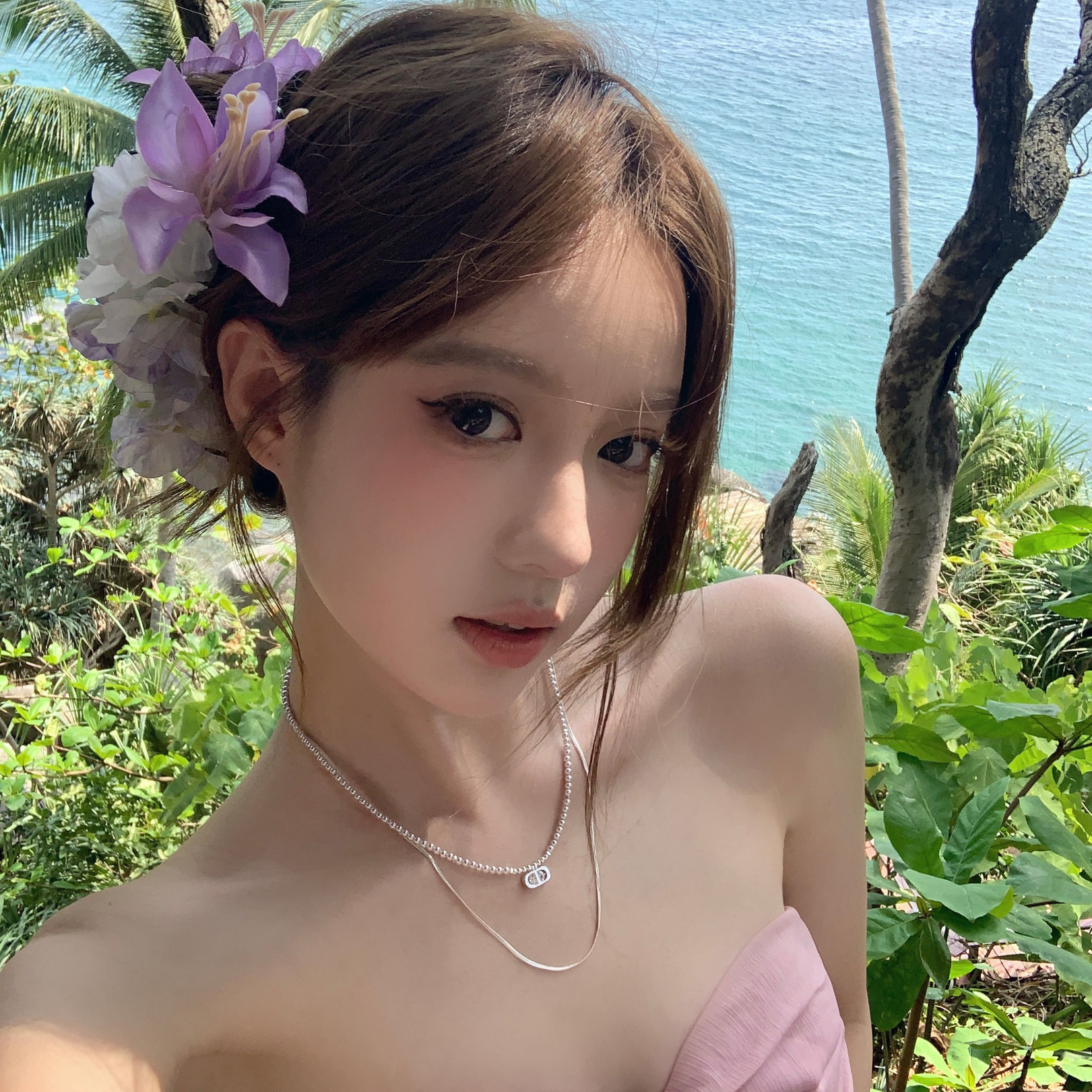 超仙氛围感紫色百合花抓夹