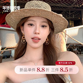 加州岛屿 蜜桃茶 金色多层圈圈耳环复古气质海边度假风耳饰女