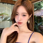 琥珀松林 蜜桃茶 民族风彩色流苏耳环波西米亚风度假耳饰耳坠