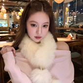 柔柔暖冬 真狐狸毛雪球磁吸围脖高级感冬季 时髦保暖皮草毛领围巾