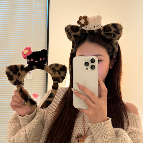 peachtea豹纹KT洗脸发箍