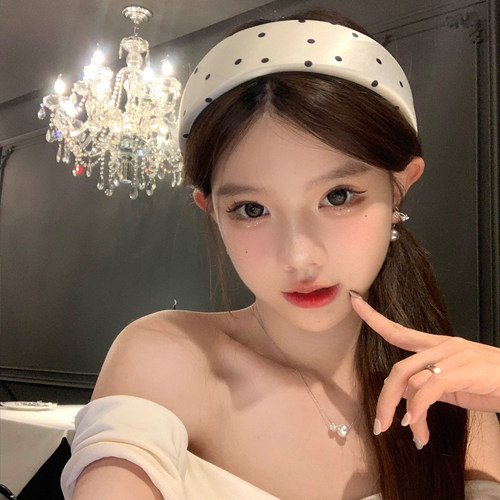小韩日记法式缎面波点发箍
