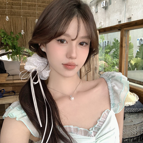 peachtea芭蕾风丝带蕾丝发圈