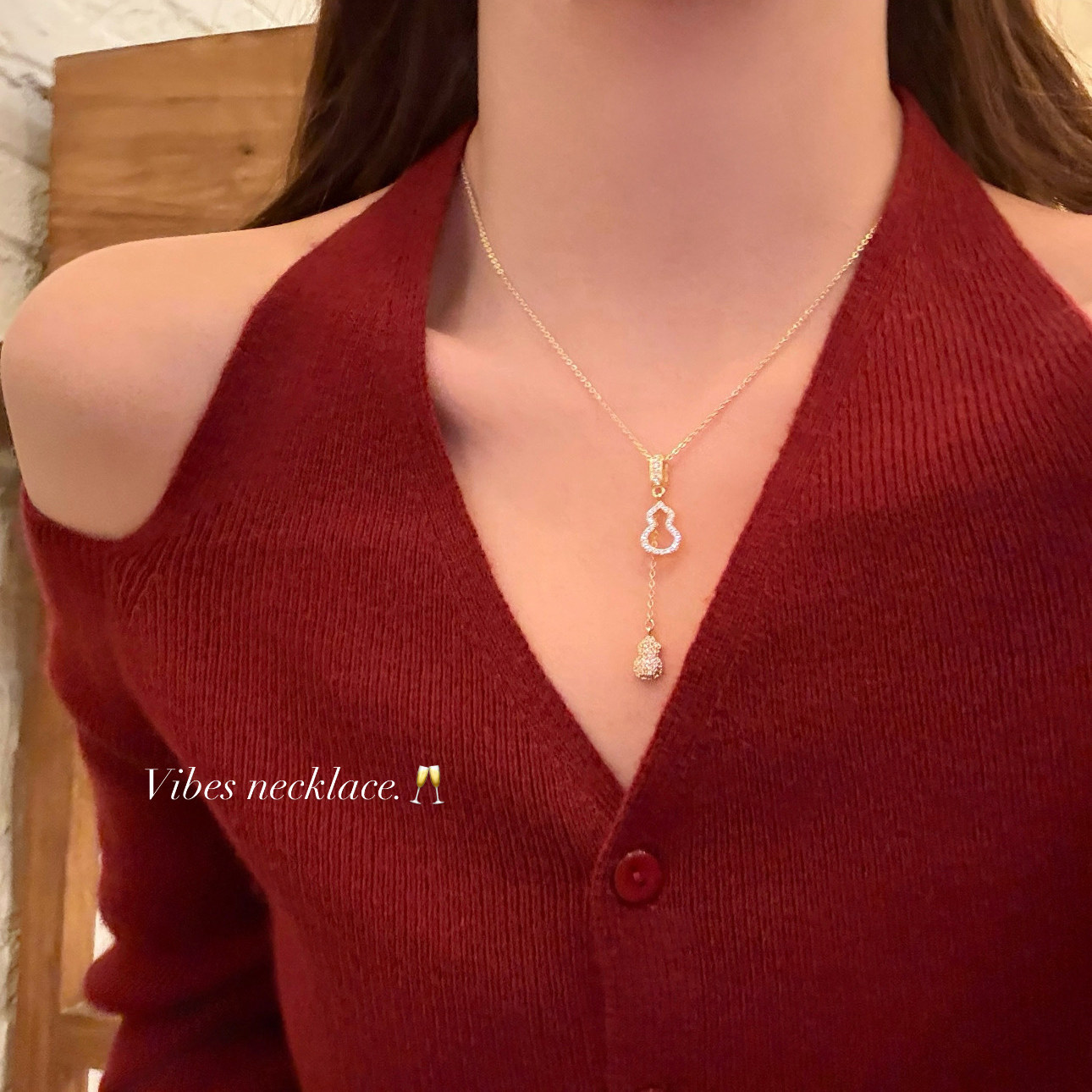 【蜜桃茶】福禄双至 闪钻金色双葫芦项链新中式国风锁骨链配饰女,饰品/流行首饰/时尚饰品新,项链,淘宝优惠券,粉丝福利购,淘宝优惠卷