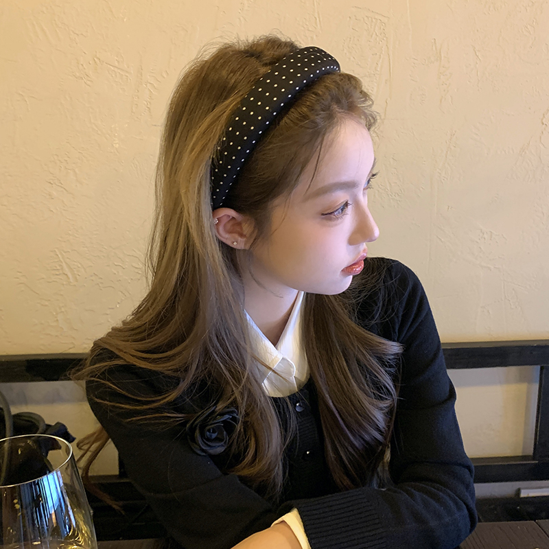 【蜜桃茶】傲娇千金 波点发箍女款法式高颅顶宽边压发卡头箍头饰