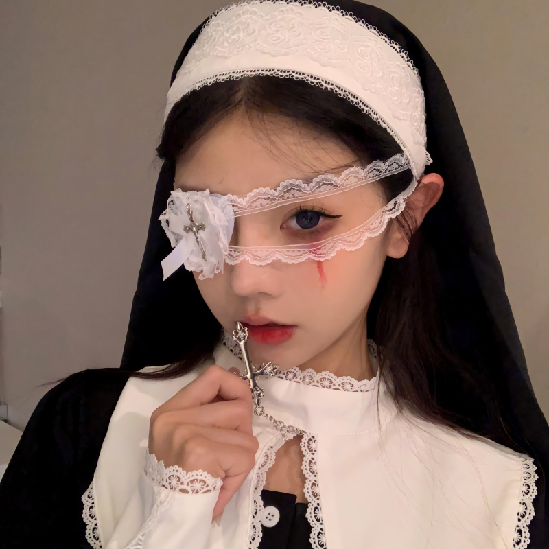 鬼怪修女万圣十字架眼罩