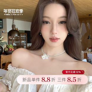 【蜜桃茶】玉生香 超仙白色花朵choker项链颈带颈链项圈脖子配饰