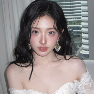 【蜜桃茶】宴会主角 重工金色满钻流苏夸张耳环新娘婚纱礼服耳饰