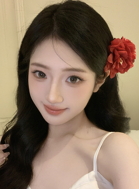 夏日繁花红色花朵发夹