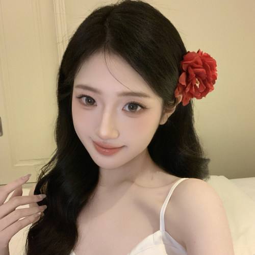夏日繁花红色花朵发夹