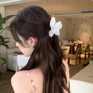人鱼姬醋酸蝴蝶抓夹半扎发鲨鱼夹度假风头饰 浅夏少女 蜜桃茶