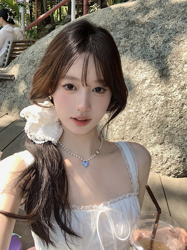 peachtea白色蕾丝花边发圈