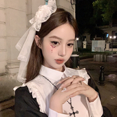 修女玛利亚 蜜桃茶 万圣Lolita头纱女头饰万圣节cos发饰配饰品